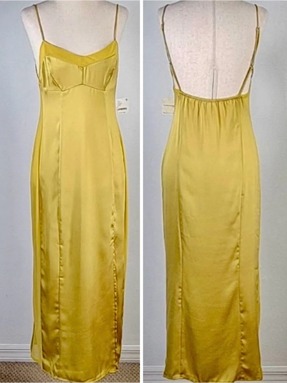💛FREE PEOPLE City Cool Midi Slip Dress, Boho Chic Yellow Gold Boho Chic SMALL